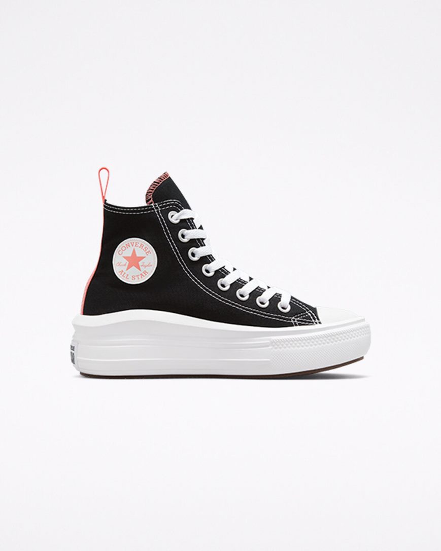 Dívčí Boty Na Platformy Converse Chuck Taylor All Star Move Vysoké Černé Růžové Bílé | CZ LGZA43